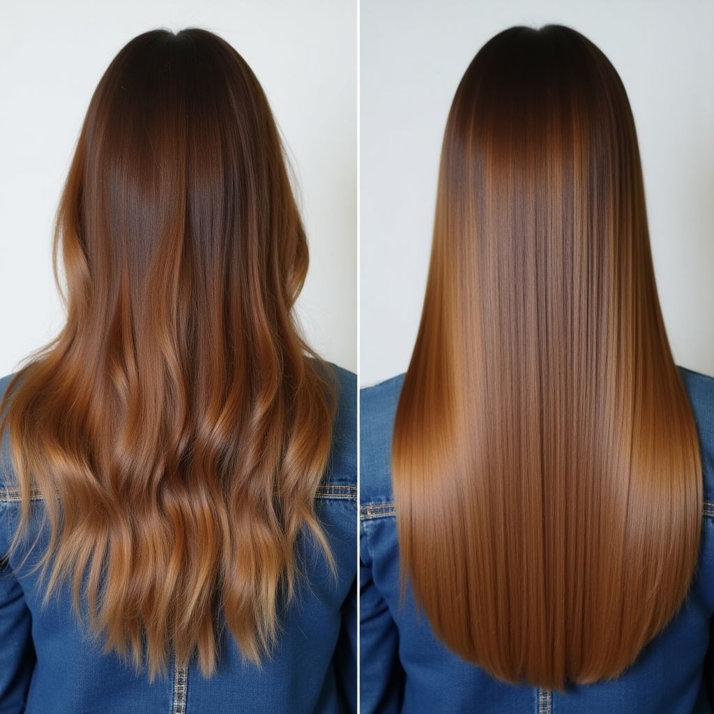 Hair transformation before and after using VelvetAir